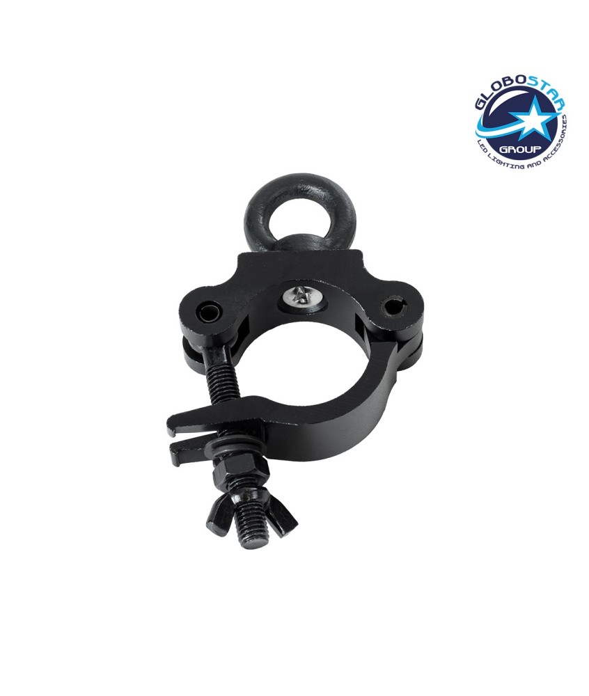 GloboStar® CLAMPS 51182 Επαγγελματικός Γάντζος Hook Αλουμινίου Ύψηλης Αντοχής για Κρέμαση, Στήριξη & Τοποθέτηση Προϊόντων Stage σε Τράσες - Μ16 x Π12 x Υ3cm - Μαύρο